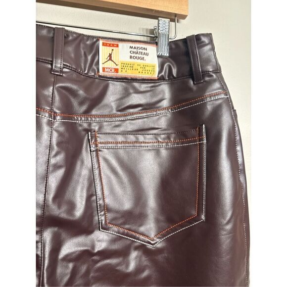 Nike Jordan Brown Maison Château Rouge Pleather Woven Trousers Pants Size 8 NWT - Picture 5 of 10